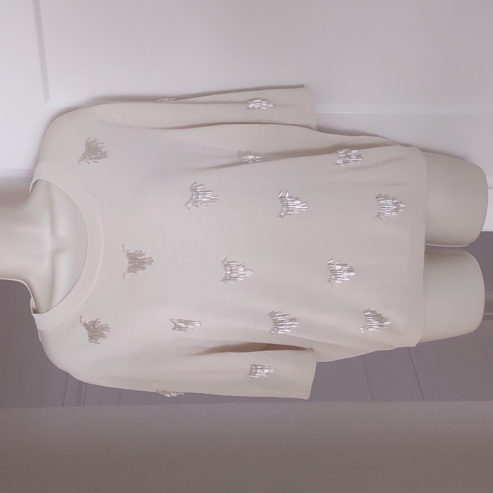 H&M Edition Cream Sweater with Silver Bead Embellishments - MEDIUM - Picture 2 of 7